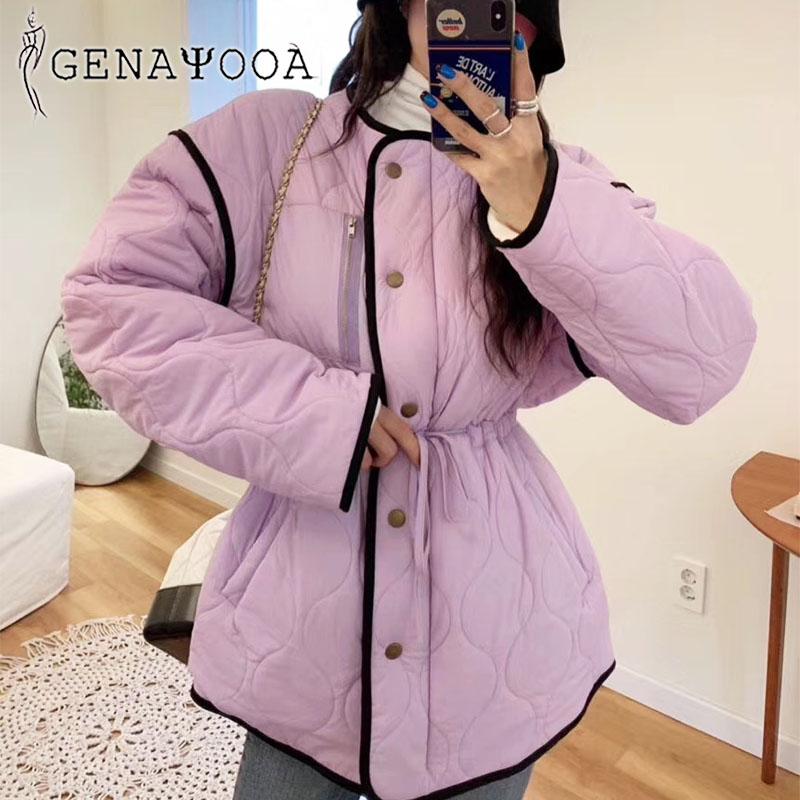 

Genayooa Korean Style Woman Winter Coats And Jackets Casual Warm Long Parka Thicken Long Sleeve Female Clothes 2021 Overcoat, Black