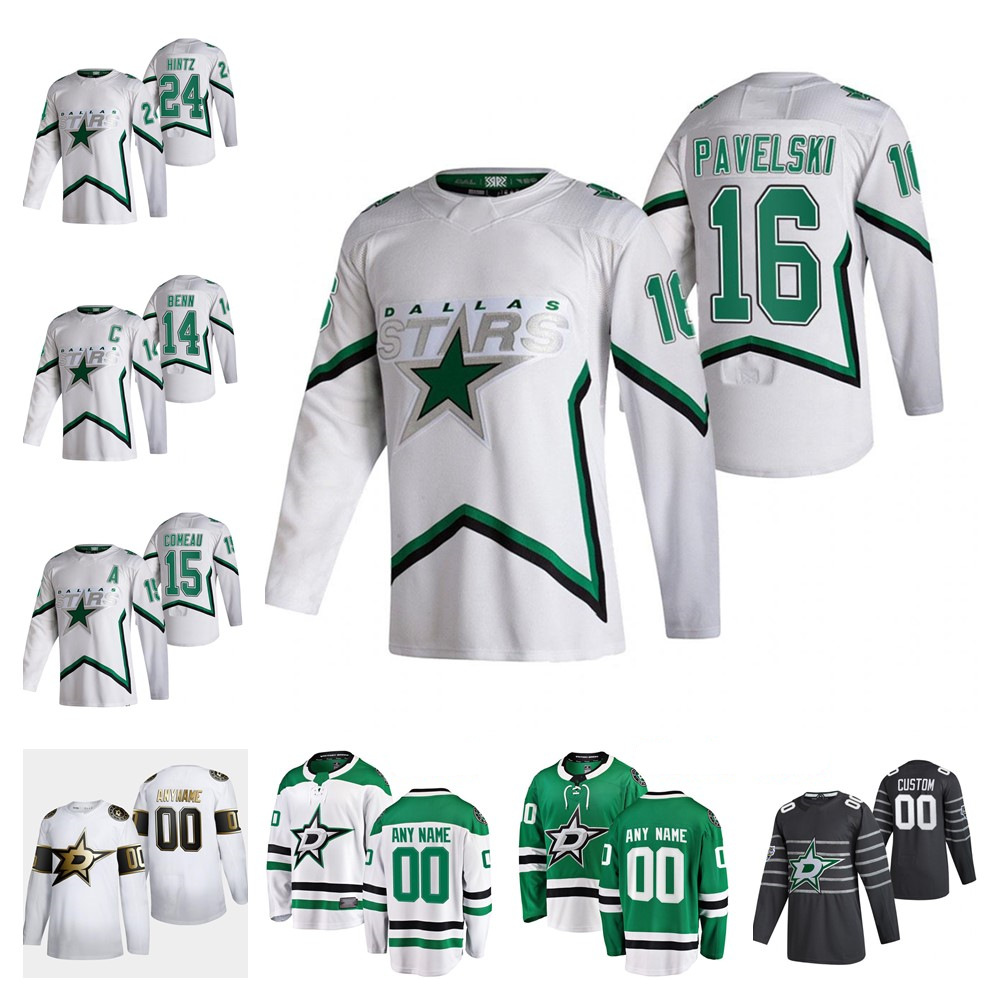 

Dallas Stars 2021 Reverse Retro Hockey Jersey Jake Oettinger Jersey Roope Hintz Jamie Benn Alexander Radulov Tyler Seguin Custom Stitched, Black;red