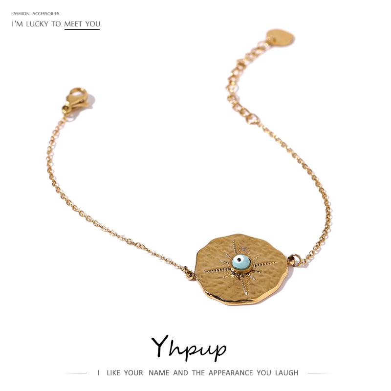 

Charm Bracelets Yhpup Stainless Steel North Star Eye Bracelet Jewelry High Quality Metal Gold 18 K Chain For Women Party Gift