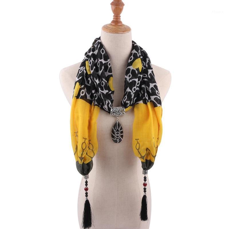 

Shawls RUNMEIFA Jewelry Statement Necklace Water Drop Pendant Scarf Women Bohemia Neckerchief Foulard Femme Accessories Hijab Stores1