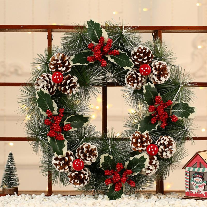 

2020 Christmas Wreath Handmade Rattan Pendant Garland Shopping Mall Door Decoration Advent Wreath#1, As
