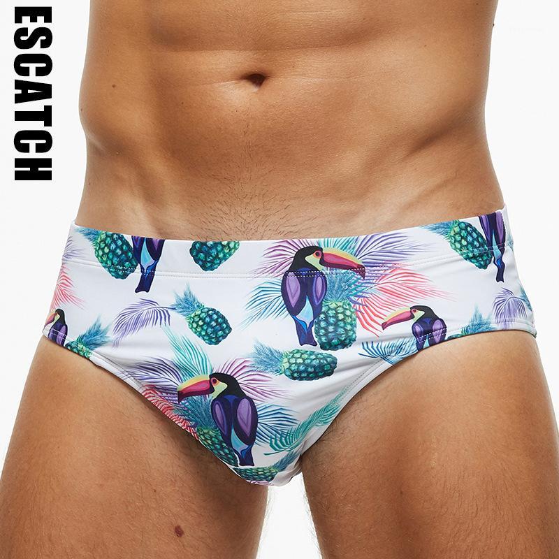 

Hot Sexy Man's Swim print Trunks Swimwear 2020 NEW Male Bikini Swimsuit Swimming Bathing Beach Briefs wear Gay Shorts1