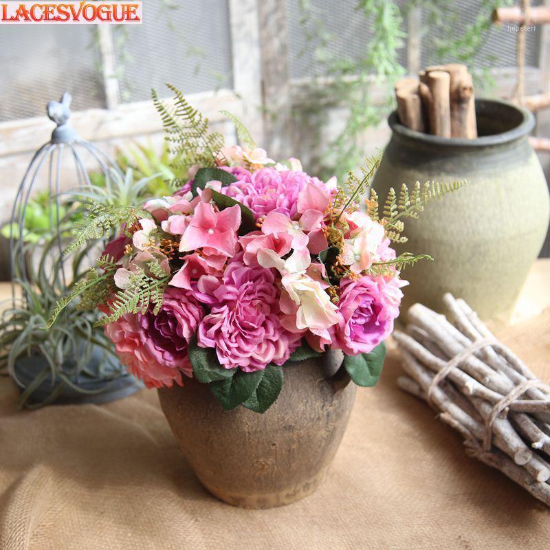 

Wholesale Dahlia Bouquet Bouquet Plant Simulation Flower Home Decoration Wedding Fake Flower Photo Background1, Blue
