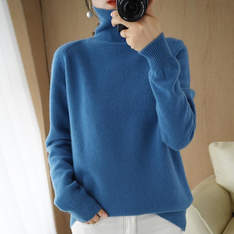 

Cashmere sweater women turtleneck sweater knit solid color slim pullover warm long-sleeved wool new 2020, Beige