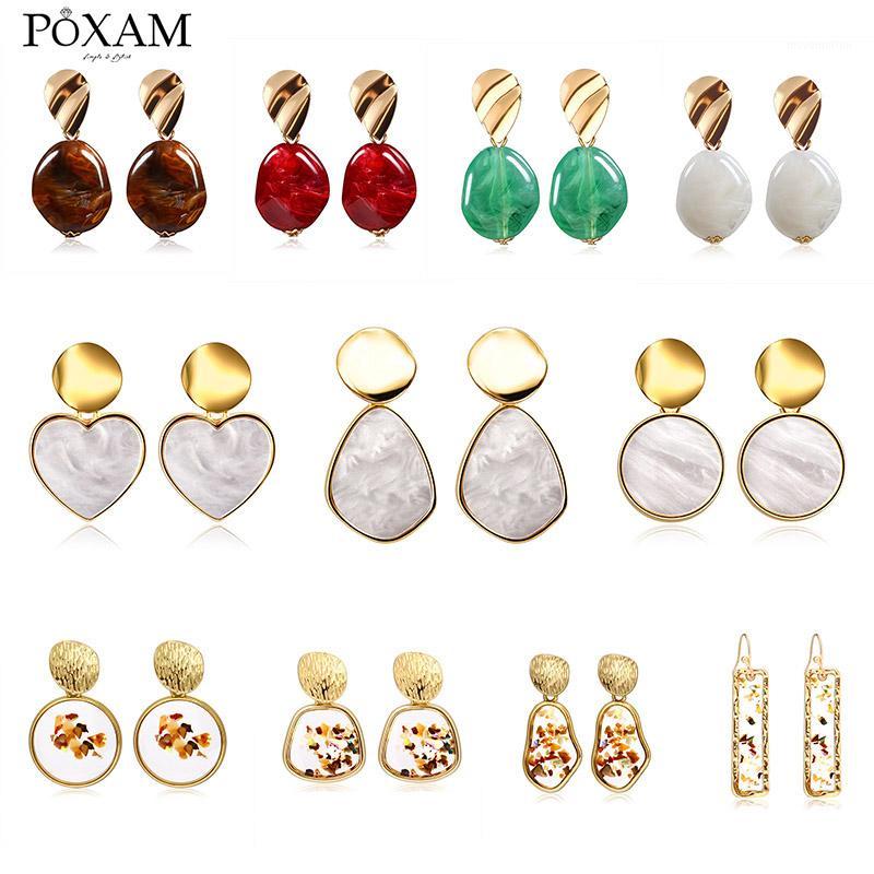 

POXAM Acrylic Geometric Round Drop Earrings For Women 2020 Jewelry Fashion Statement Vintage Elegant Female Gold Earring Brincos1