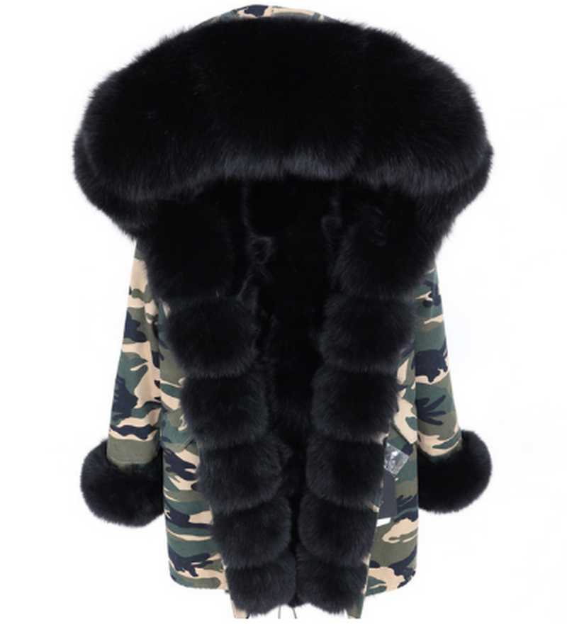 

Winter new Women's Clothing Raccoon Fur Lining Parka Fur Collar Jacket Real Coat Thick Warm Streetwear New Fashion, Color 8