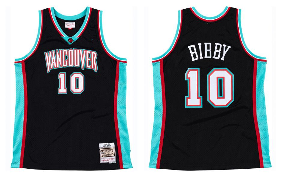 

Men Mitchell & Ness Vancouver Grizzlies 10 Bibby 2000-01 Swingman Home Jersey, Black;red