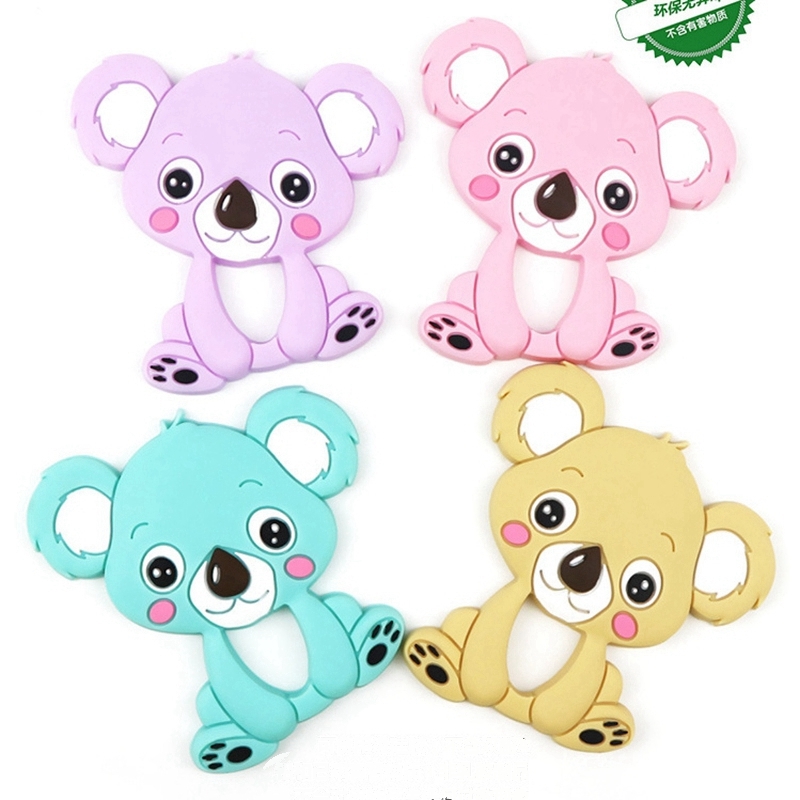 

Silicone Teether Baby Koala Teething Ring Chew Toy Infant Teether Beads DIY Necklace Nursing Tool Kids Charms Gift 9 Colors DW4490