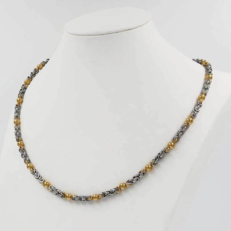 

1 Christmas Gift Men's Necklace Stainless Steel Chain for Men White Color Gold Ball Byzantine High Quality Men Jewelry wholesale