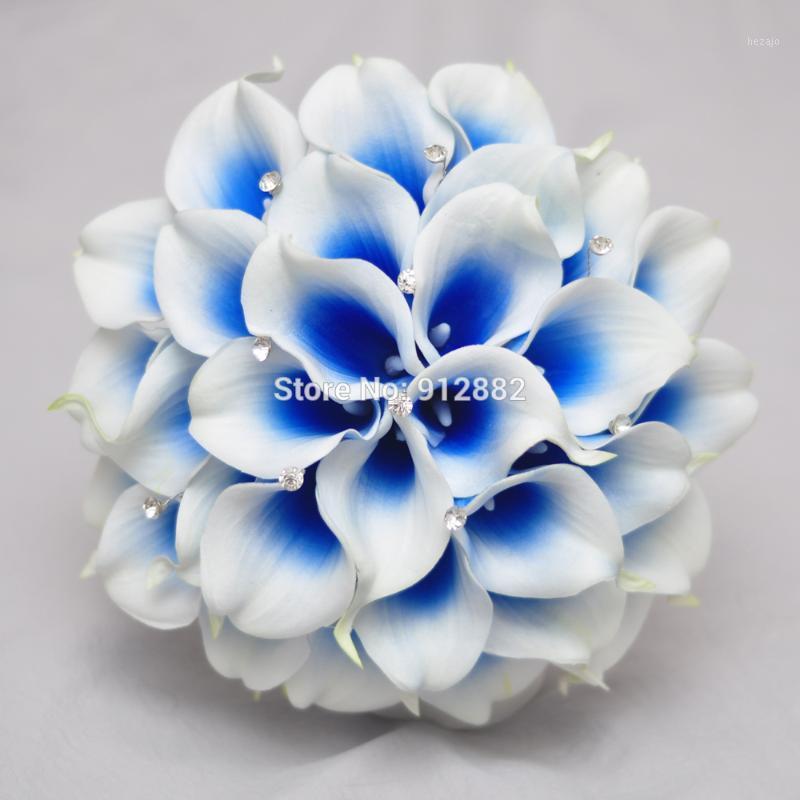 

2020 New design Royal blue calla lily flower arrangement for wedding bouquet and home decoration1, As pic