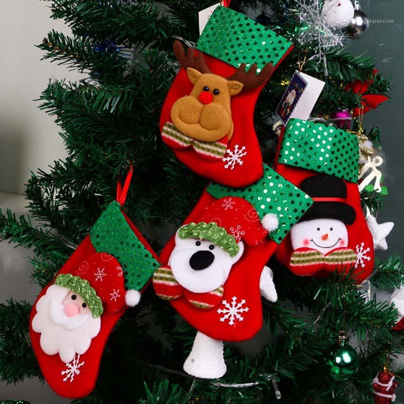 

Christmas Xmas Tree Hanging Party Tree Decor Santa Stocking Sock Gift Candy Bags Fashion design Cloth Christmas Socks1