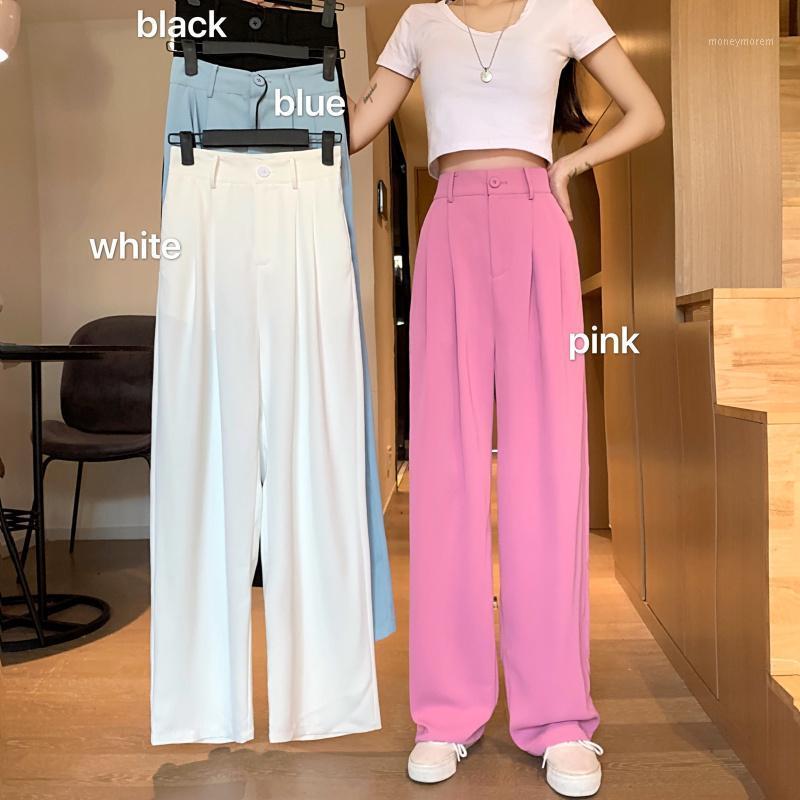 

Suit Casual Pants Women Summer Thin Black Broad Leggings High Waist Straight Trousers New Baggy Pants Sweet Lady Girl Student1, Blue