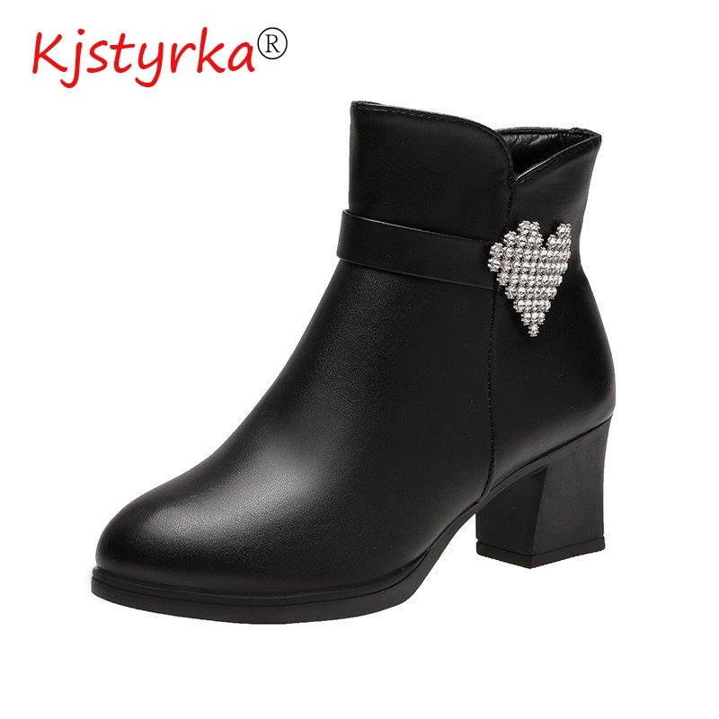 

2020 New Winter Black Snow Boots Natural Wool Non-slip Casual Winter women Mother Shoes Woman crystal Ankle Boots