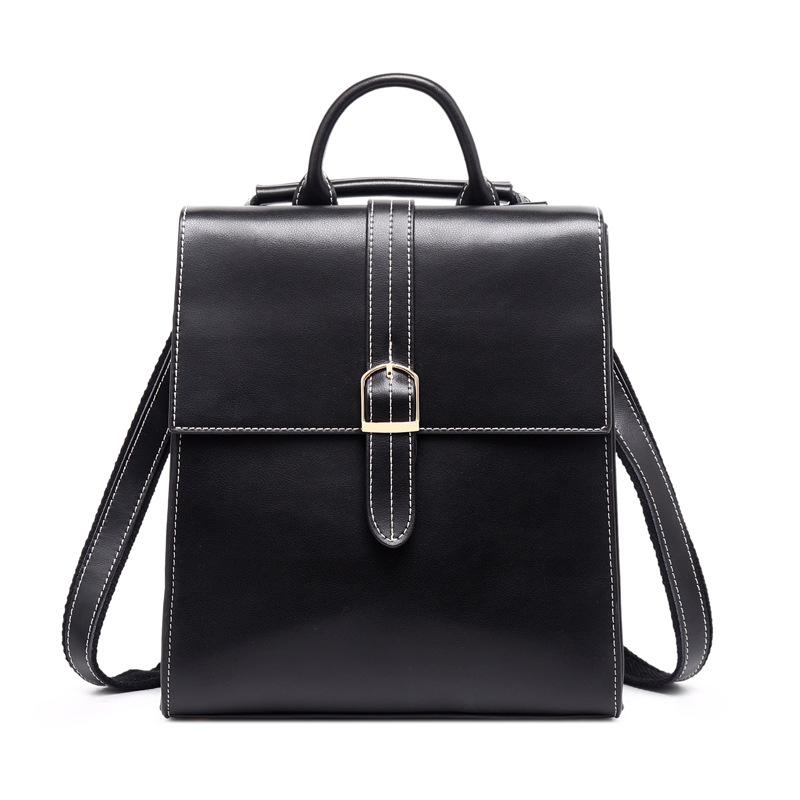 

Oil Wax Cowhide Rucksack Grils School Daypack Cross Body Shoulder Bags Fashion Female Knapsack Genuine Leather Women Backpack, Coffee