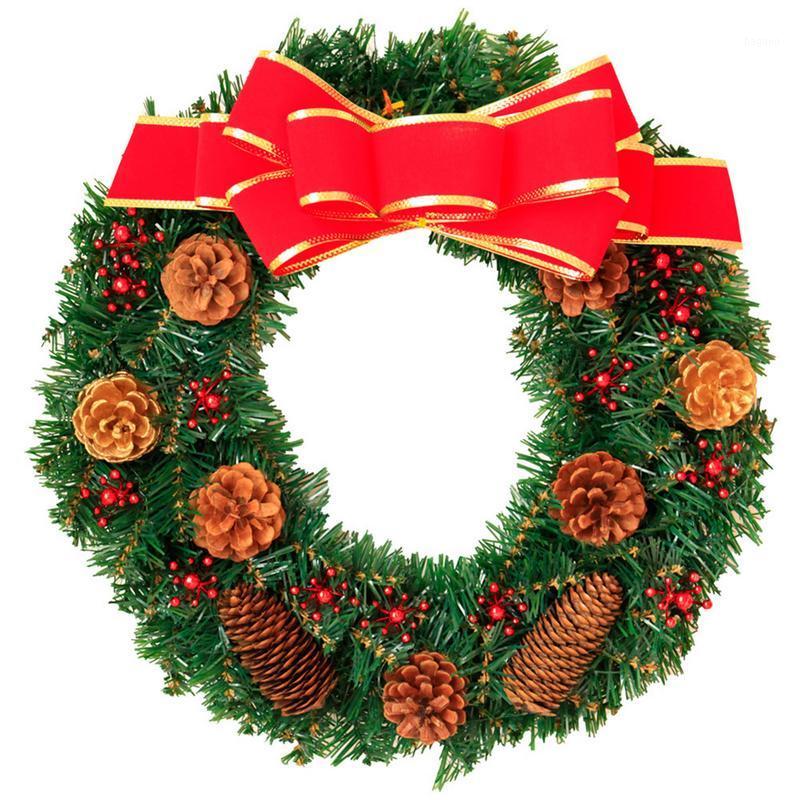

2020 New Christmas Wreath Green Leaf Cotton Pine Cones Decorative Christmas Flower 30/40/50cm1