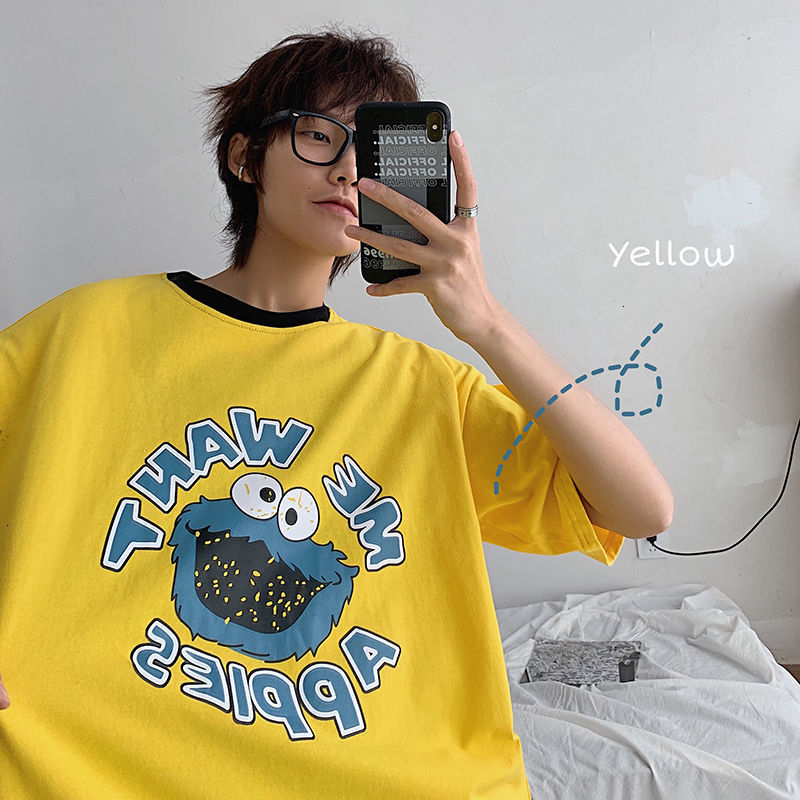 

2021 New Mern's Cartoon Printed Tees Women's Short Sleeve T-shirt Japanese Style Casual Oversize Tops Male Clothing 4pf7, Gray