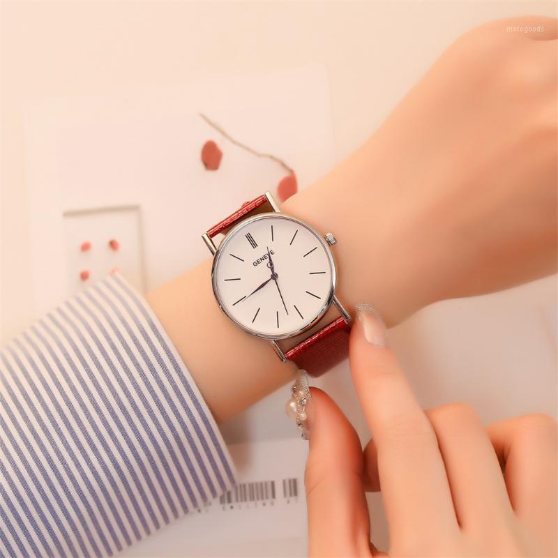 

2020 watch women fashion men's leather strap Korean version of the student couple watches dress Ladies clock relogio feminino1, White