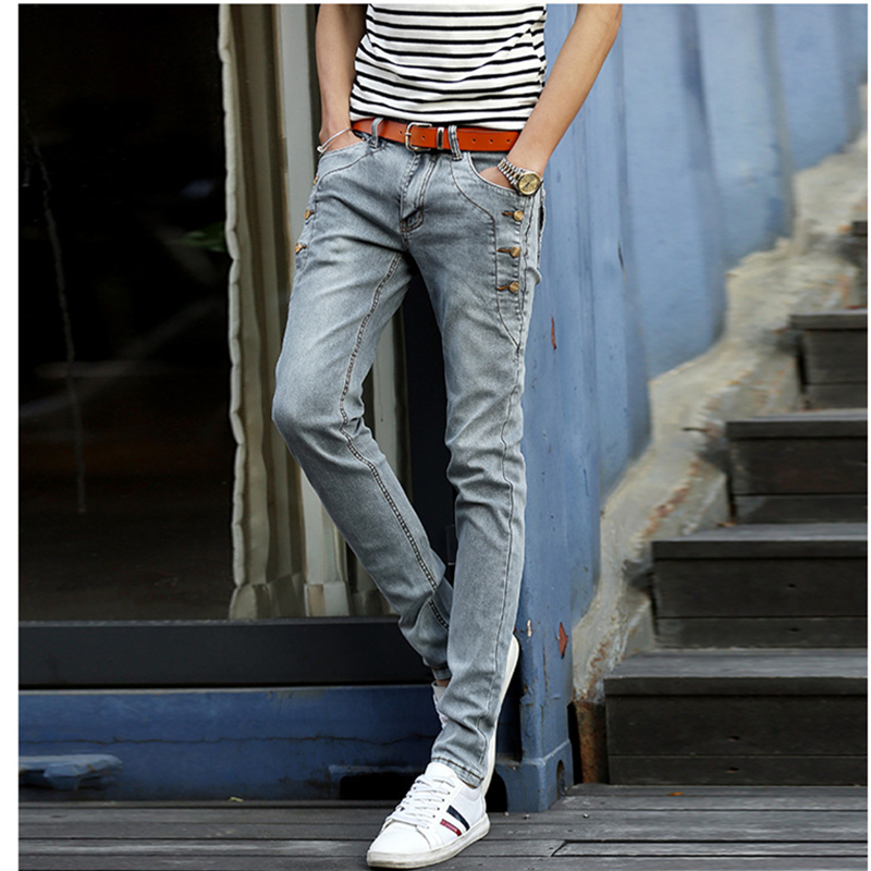 

2020 Thin Denim Pants Men with Inferior Zipper for Black Grey Jeans Pant Kxkv, 8906 gray