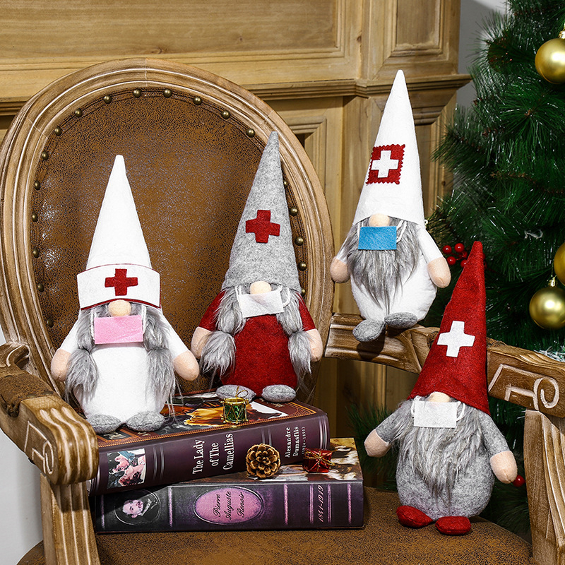 

Christmas Doctor Nurse Gnome Plush Ornaments Swedish Santa Xmas Tree Decor Holiday Home Party Decoration JK2010PH