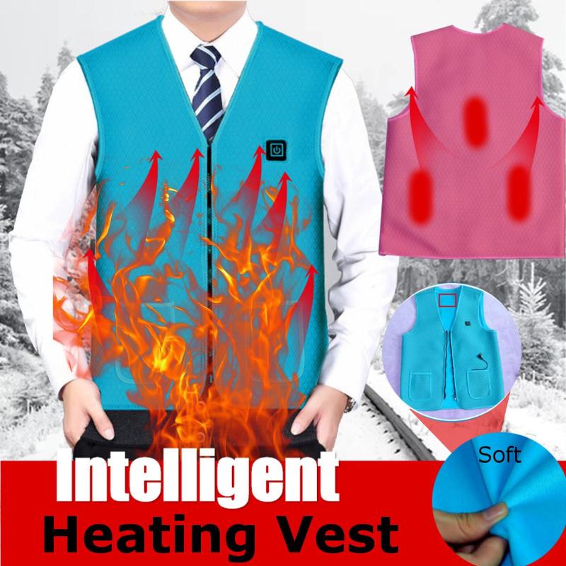 

Electric Men Women Heating Coat Clothing Skiing Hiking Vests Cloth Warm Up Winter Warmer Electric USB Vest Heated Outdoor Jacket, Blue