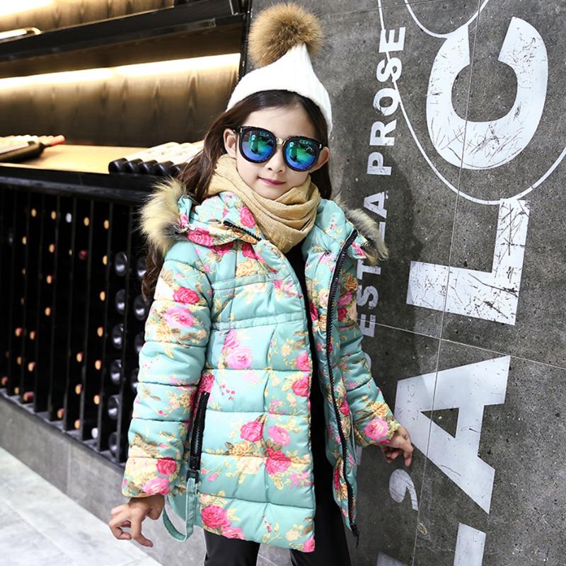 

Girls Coat Floral Pattern Outerwear For Girl Full Length Kids Coat Big Clothes For Girls 6 8 10 12 14 Years, As picture