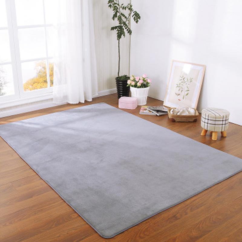

Coral Velvet Carpet Solid Color Water Absorption Sofa Carpet Memory Foam For Bedroom Living Room Children rug Yoga Mats Large1, Gray