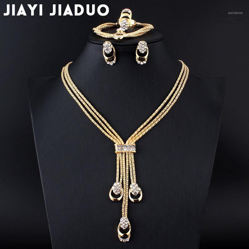 

jiayijiaduo New fashion Women Vintage Gold-color Bridal Rhinestone nigerian wedding african beads jewelry set crystal wedding1
