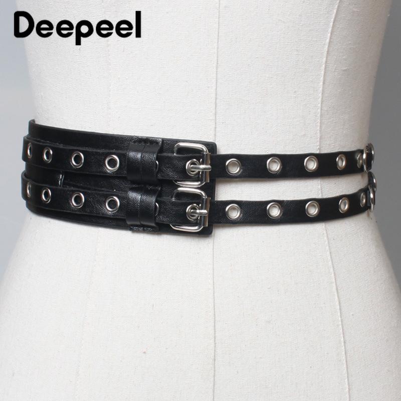 

Belts Deepeel 1pc 5.7*93cm/16*87cm Hollow Punk Rivet Cummerbunds Super Wide Female Decoration Luxury Woman Belt Fashion Corset, Black