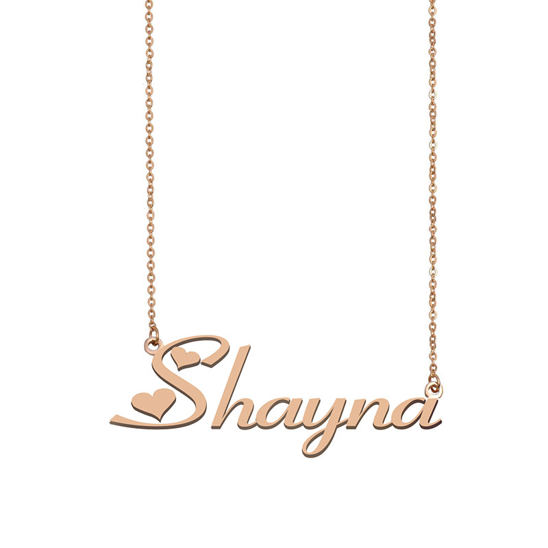 

Shayna Name Necklace Custom Nameplate Pendant for Women Girls Birthday Gift Kids Best Friends Jewelry 18k Gold Plated Stainless Steel, Silver