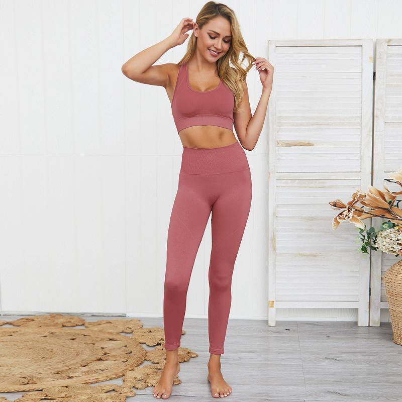 

2 Pcs Sports Suits Set Women Yoga Sets Gym Fitness Pants Joggers Sportswear Leggings Padded Push-up Seamless Sports Athletic Bra, Green