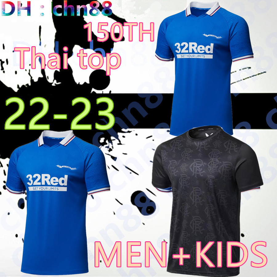 

2022 2023 Glasgow Rangers 150th Anniversary Soccer Jerseys Glasgow TRAINING CHAMPIONS 55 DEFOE HAGI BARKER KENT TAVERNIER 22 23 third Football Shirts Men kids kit, 22-23 home