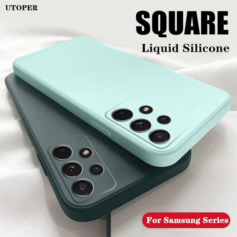 

Original Square Liquid Silicone Cases For Samsung Galaxy S21 S20 S10 S9 Ultra Plus FE A72 A71 A70 A52 A51 A50 A42 A32 4G 5G Cover, White