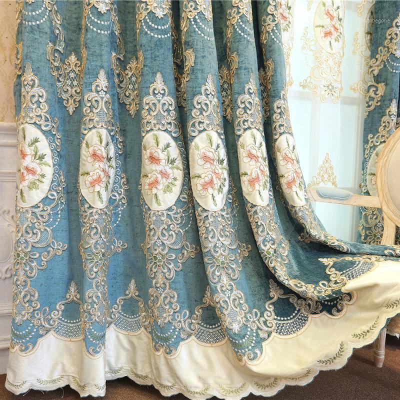 

Slow Soul Europe Embroidered Floral Curtains For The Living Room Luxury Coffee Blue Purple Pink And Drapes Tulle Bedroom Kitchen1