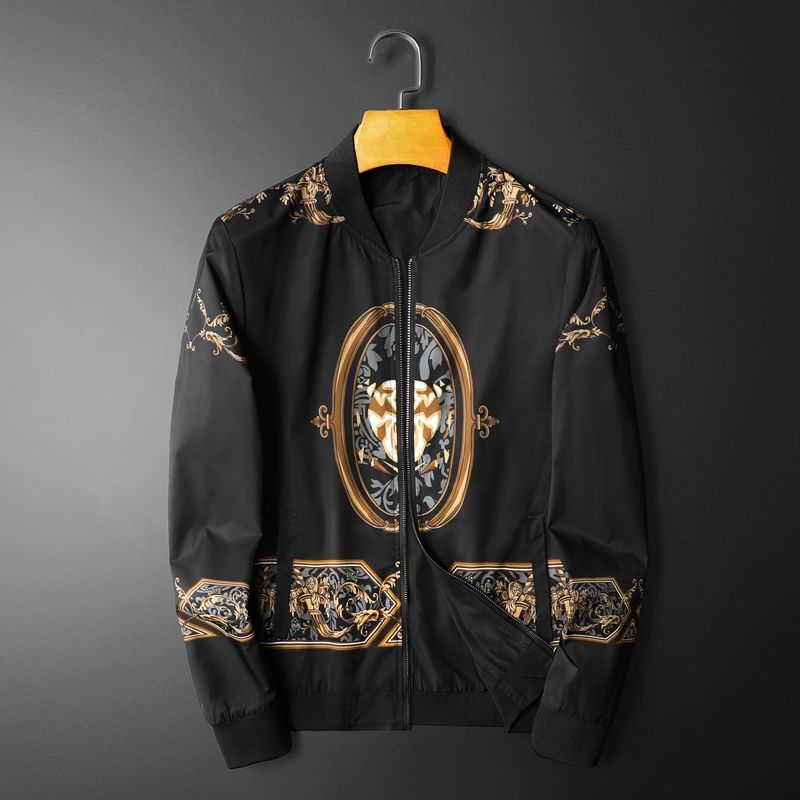 

Gold Luxury Print Real Jackets Streetwear Male Social Men's Clothing Vintage Jacket M1sv, The shown in figure
