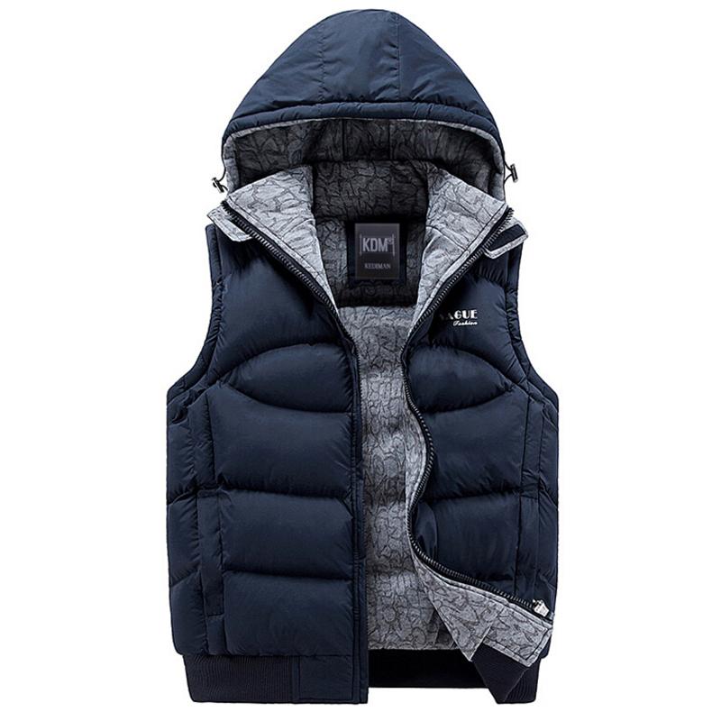 

Vest Men Sleeveless Jackets Homme Colete Masculino Winter Spring Casual Coats Hooded Cotton-Padded VesSt Mens Thick Waistcoat, Black