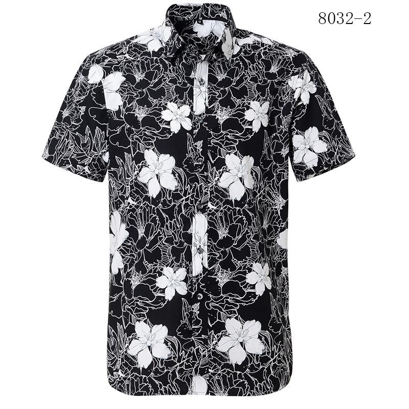 

Hot Sale USA Size Hawaiian Dress Shirts Men Summer Loose Printed Beach Shirt Men's Fashion Short Sleeve 100% Cotton Floral Shirt, 3578-1
