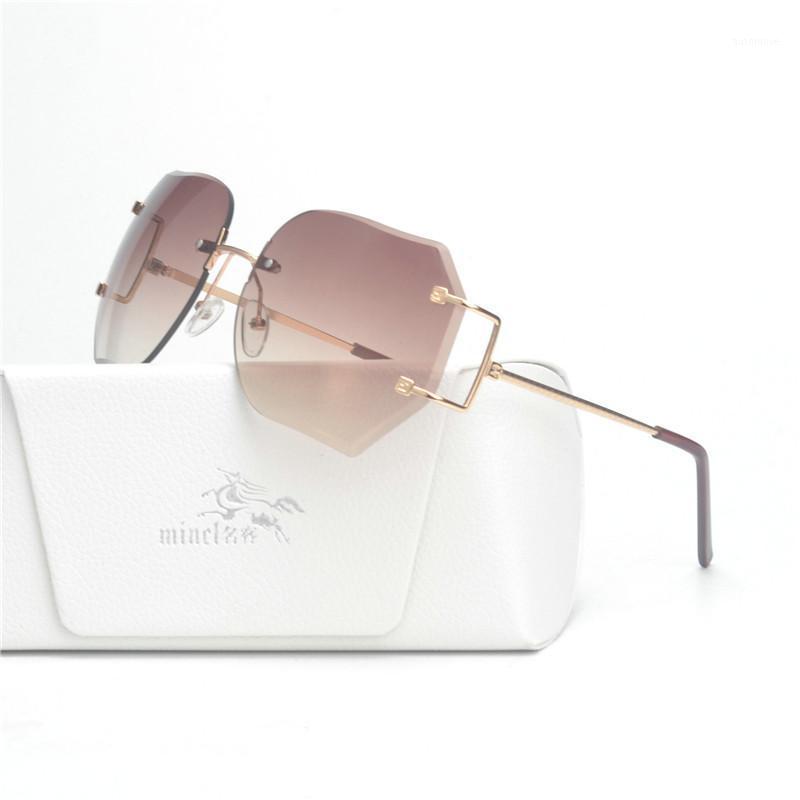 

2020 Fashion Vintage Sunglasses Women High Quality Gradient Women Rimless Sun Glasses ladies pink Clear Glasses FML1