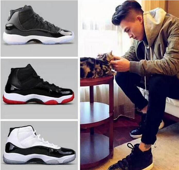 

2021 Bred 11 11s Men Basketball shoes womens Pink Snake Skin Navy Light Bone Space Jam Gamma Blue Concord Sneakers size 36-44, Black/white