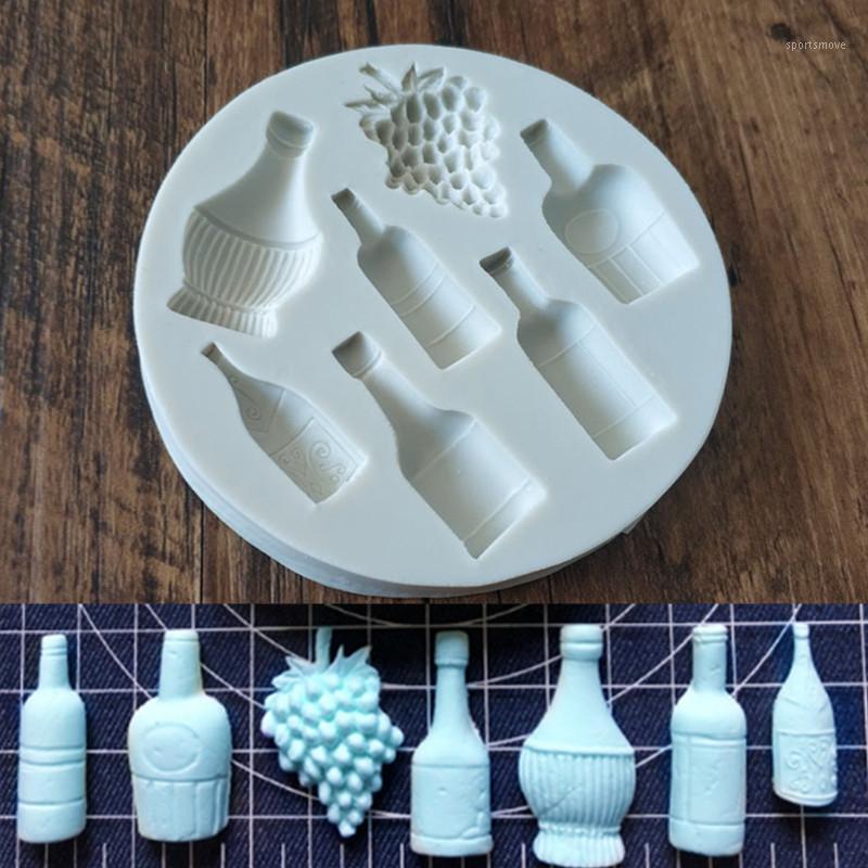 

Red wine bottle grape shape silicone mold DIY fondant cake jelly dry Pez mold baking utensils1