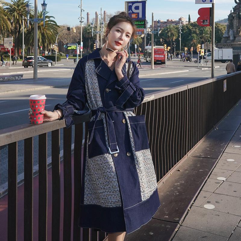 

2020 Spring Autumn Classic Denim Windbreaker Female Hepburn Style Fashion Jacket Coats Women Trench Fashion, Camel