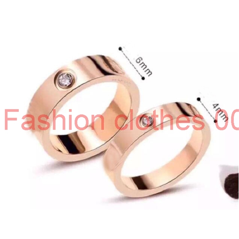 

Titanium Stainless Steel Love Rings for Women Men jewelry Couples Cubic Zirconia Wedding Rings with box 4mm 6mm, Silver