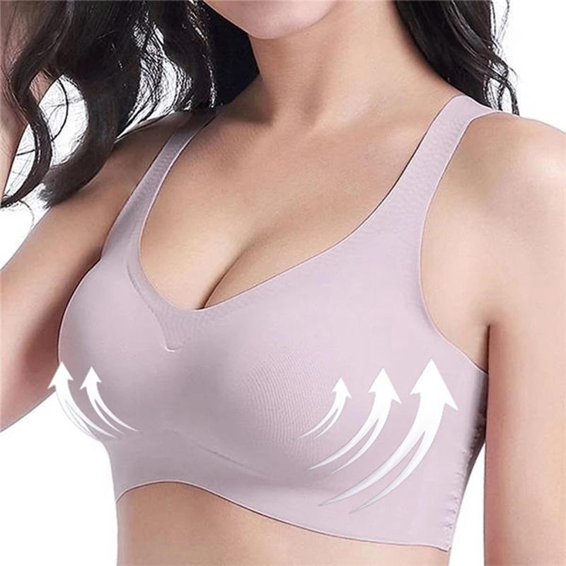 

Racerback Bra Women Seamless Vest Bras Tops Breathable Bra No Rims Adjustable Underwear -XL, Light pink