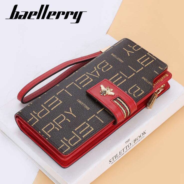 

Factory wholesale women handbag elegant atmospheric printing long wallet contrast zipper womens wallets street fashion leather clutch wal, Red(boutique box)