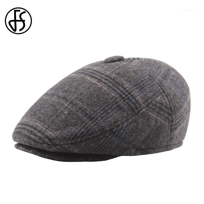 

FS Autumn Winter Earflap Berets Caps Men Thick Warm Ear Flap Dad Hat Gray Khaki Vintage Flat Cap Casquette Peaky Blinders Beret1, Dark gray flat cap