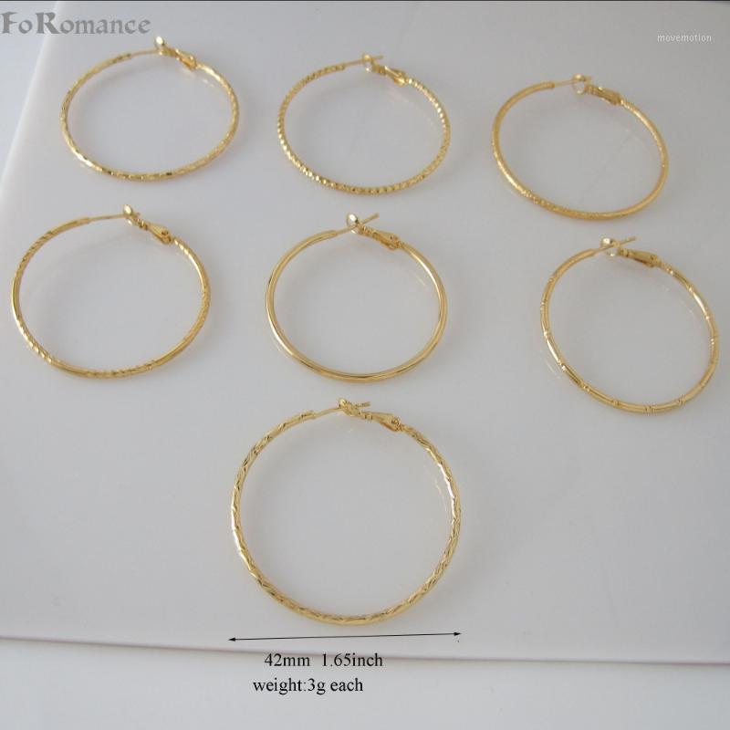 

MIN ORDER 10$ CAN MIX/SEVEN STYLES IN SAME SIZE DIFFERENT PATTERN YELLOW GOLD COLOR GP HOOP 42MM PLAIN STAR MOON SNAKE EARRING1