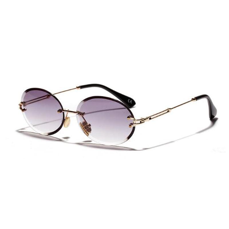 

2020 Merry Christmaswomen frameless gray brown clear lens rimless sun glasses for women uv400 T200108