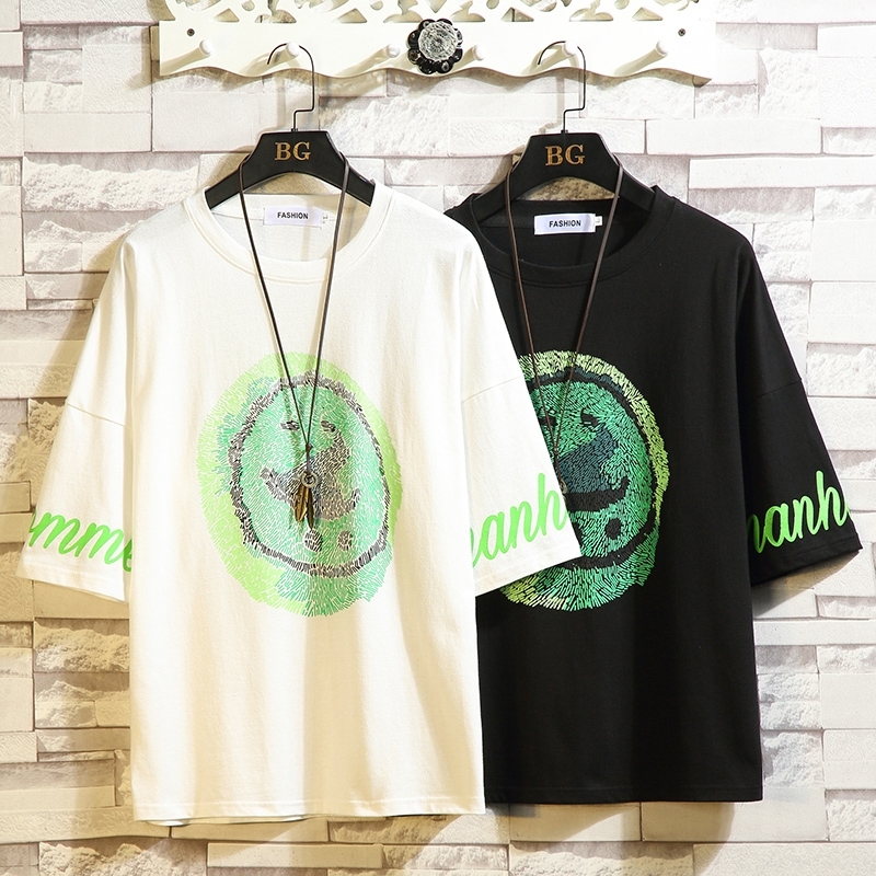 

2021 New Japanese Harajuku T-shirt Men Summer Hip Hop t Shirts Ship Face Print Streetwear Tshirts Short Sleeve Casual Top Q801, Black
