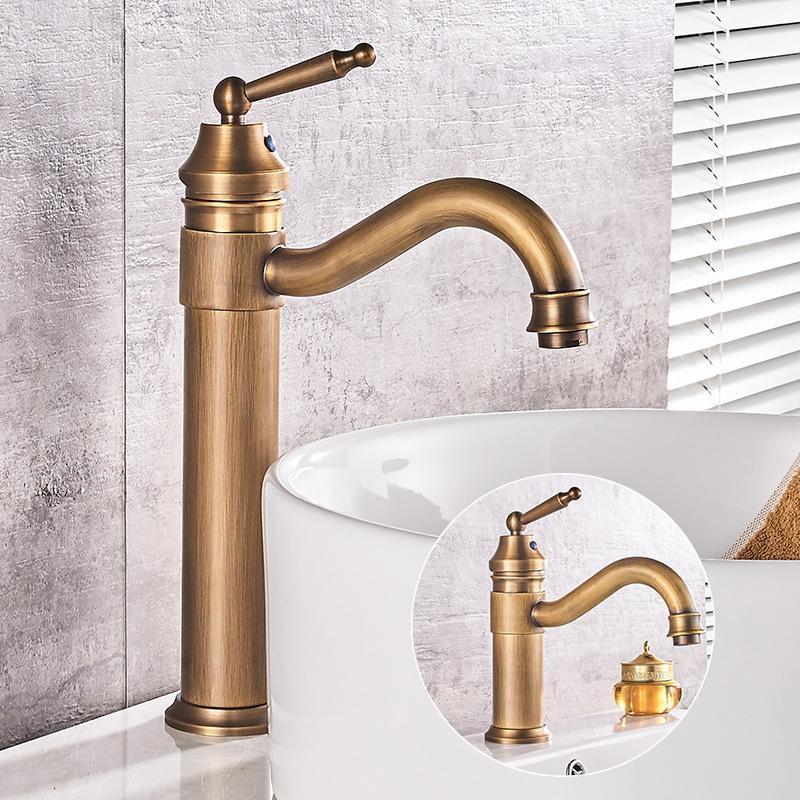 

Antique Copper Bathroom Basin Faucet Europe Classic Style Cold And Hot Water Mixer Tap Sink Faucet Deck Mounted Single Handle1