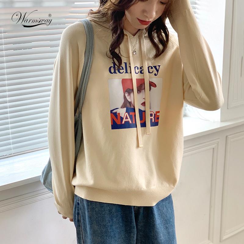 

Korean Style Oversize Hoodies Knit Women Leisure Letter Printed Long Sleeve Hooded Womens Pullover Ladies Sweatshirts C-186, Green