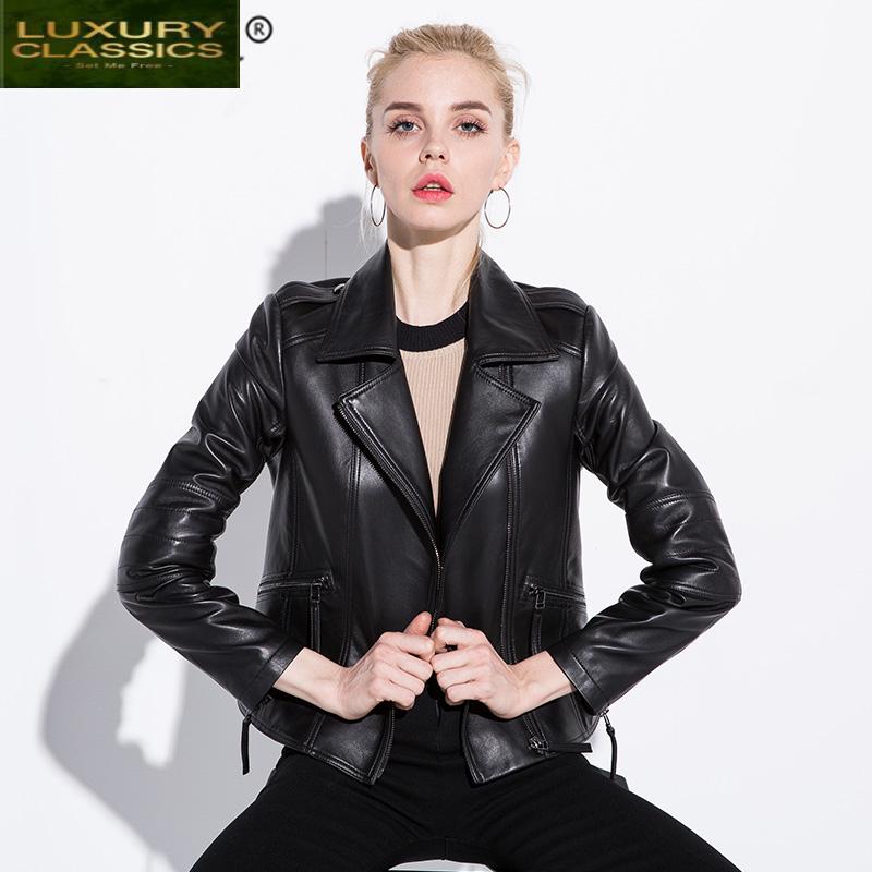 

Jacket Leather Tcyeek100% Real Women Clothes 2021 Fashion Ladies Genuine Leather Coat Female Streetwear Moto Chaqueta Mujer 1851, Black